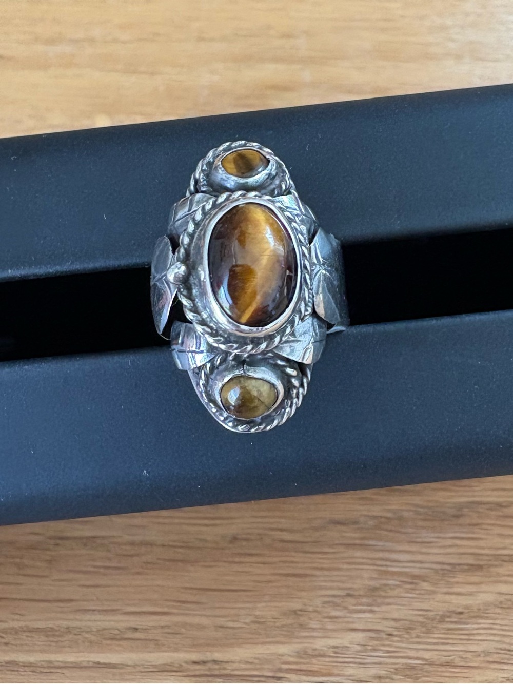 Taxco tiger eye poison ring